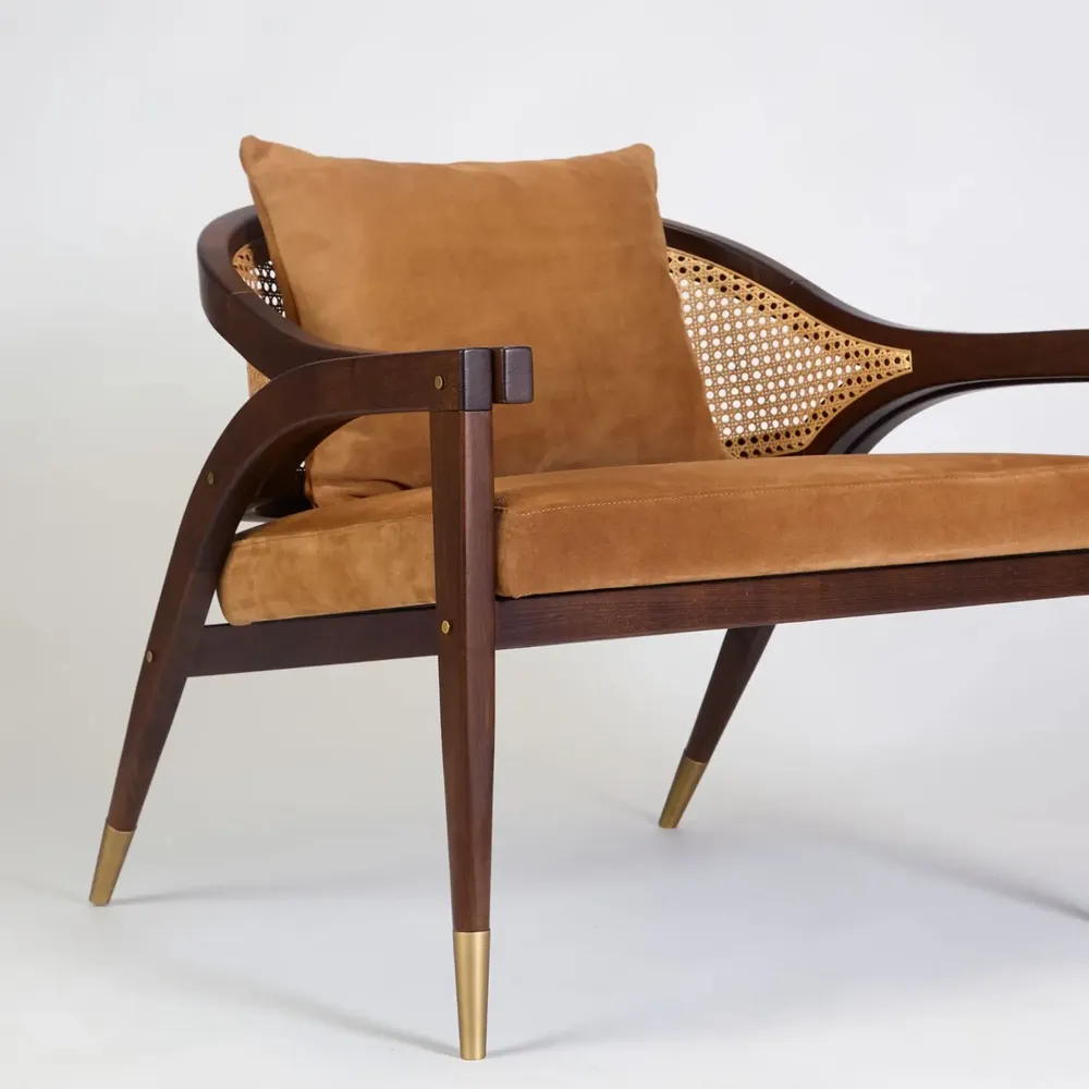 Armchairs - Wormley Armchair in Stained Ash Timber and Nobuk - DUISTT