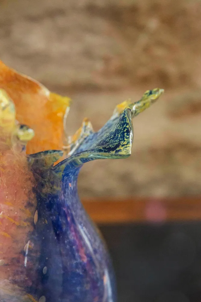 Vases - Vase Bloom en verre soufflé, bleu et orange - ANTHOLOGIST