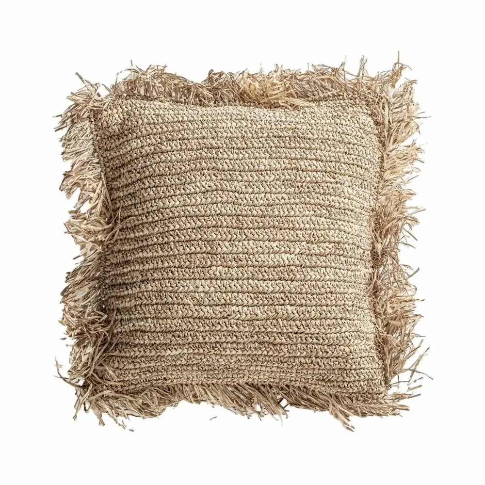 Coussins - JORDI - Coussin en raphia naturel déhoussable avec zip - HYDILE