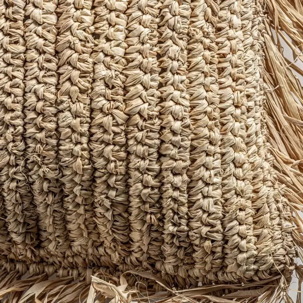 Coussins - JORDI - Coussin en raphia naturel déhoussable avec zip - HYDILE