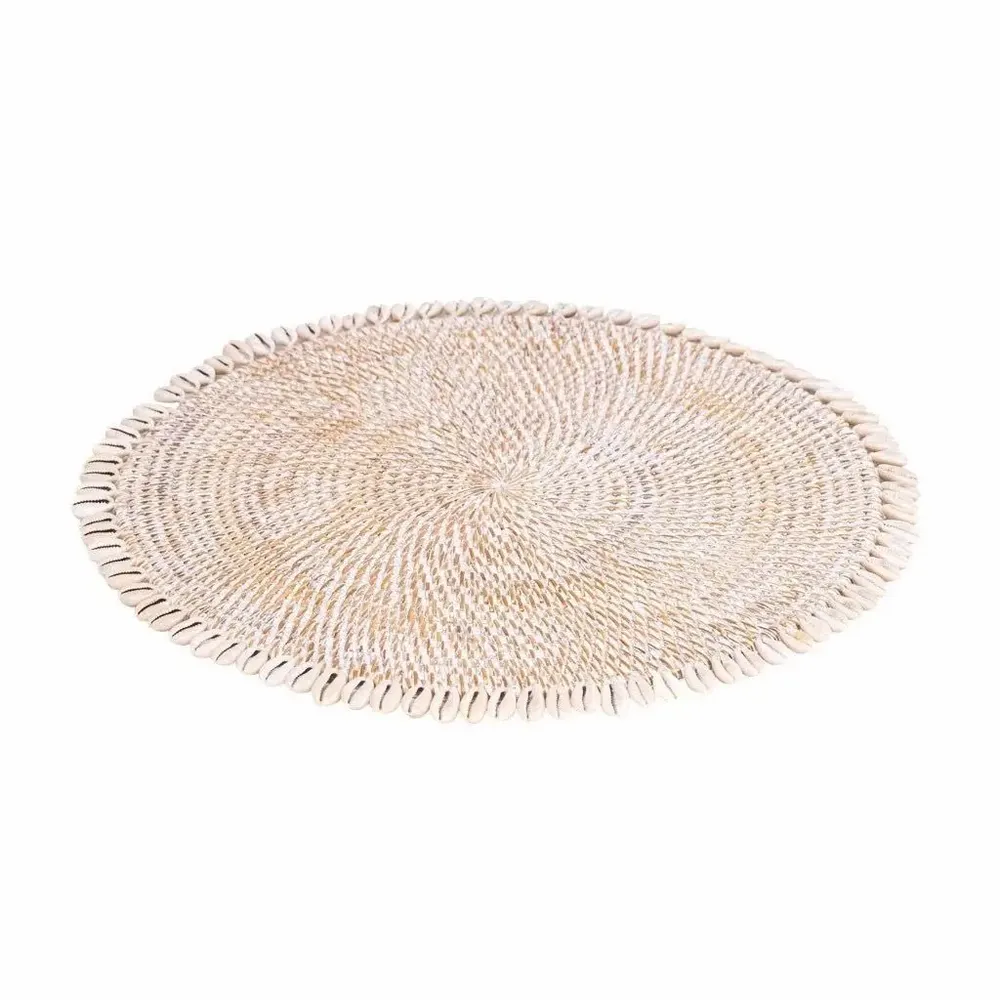 Sets de table - CAURI - Set de table blanc en rotin et coquillage - HYDILE