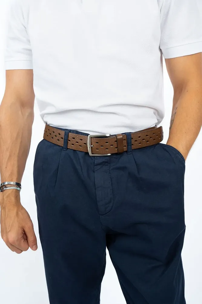 Leather goods - OMER taupe leather belt - MONSIEUR CHARLI