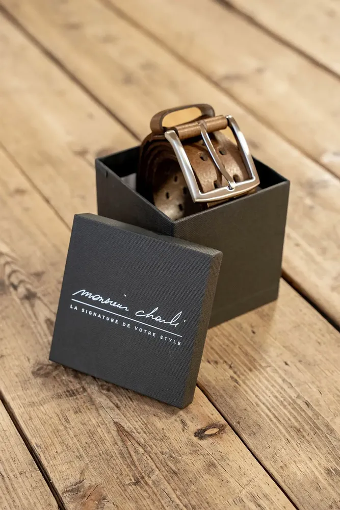 Leather goods - OMER taupe leather belt - MONSIEUR CHARLI