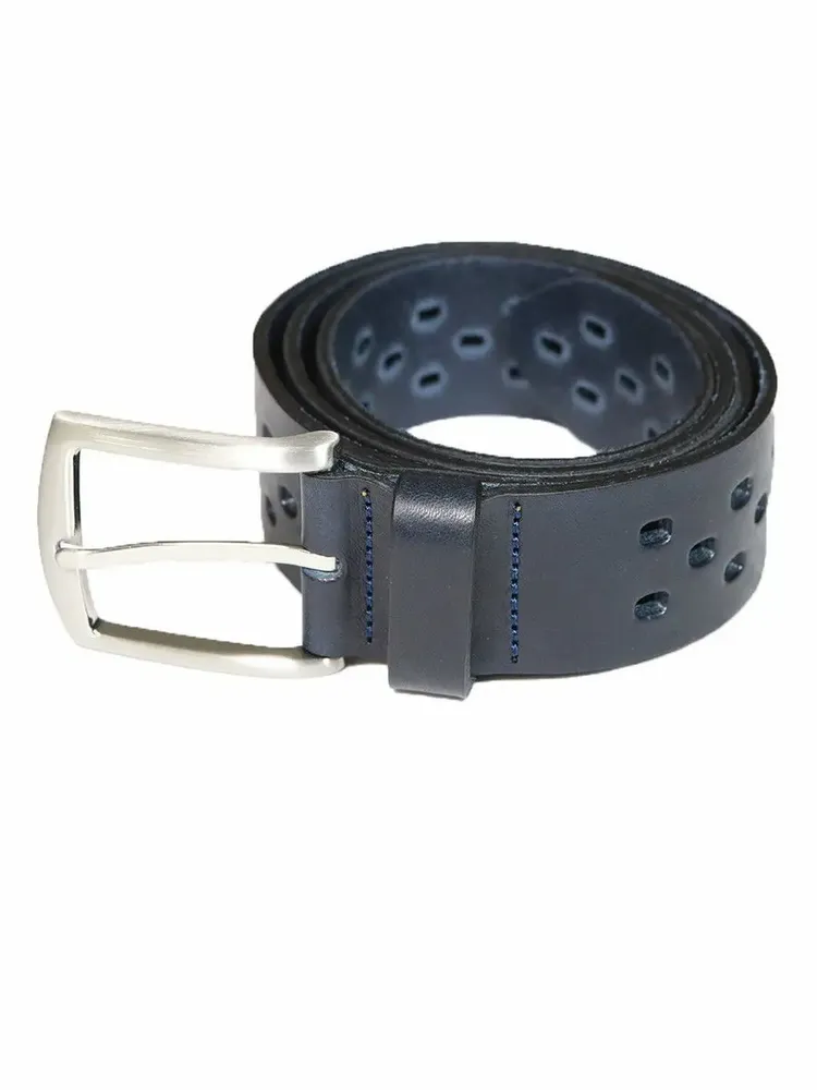 Leather goods - OMER marine leather belt - MONSIEUR CHARLI