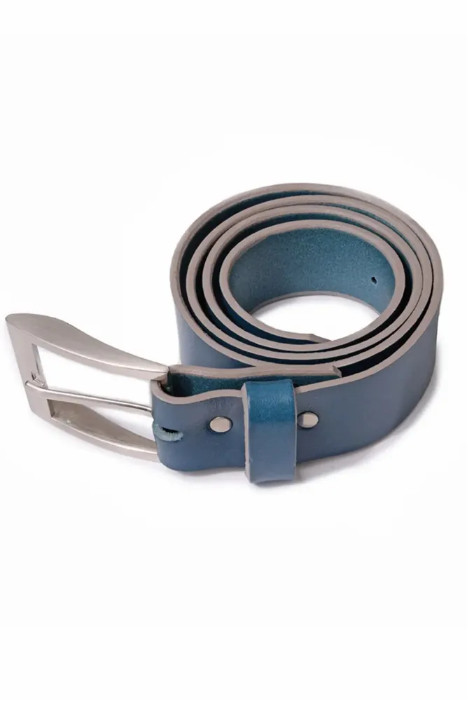 Leather goods - OCTAVE blue leather belt - MONSIEUR CHARLI