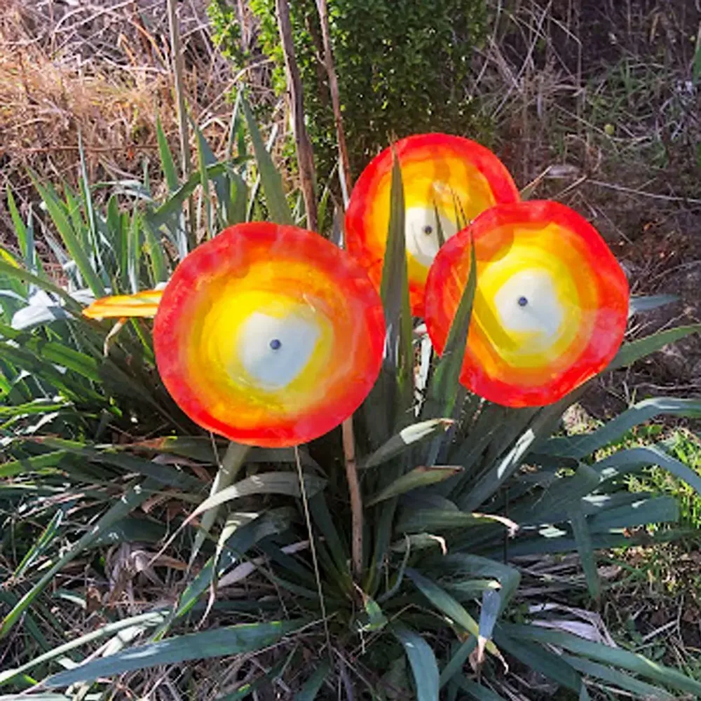 Floral decoration - Large Swirling Yellow-Orange Glass Flower (50cm stem) - CARNEOL GLASS