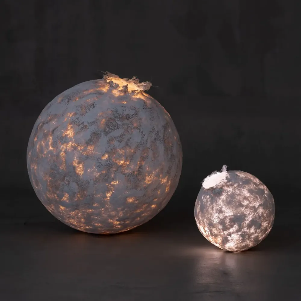 Lampadaires - Lampadaires Dvo — Duo de lumière sculptural en fibre de chanvre - PLETOSTUDIO