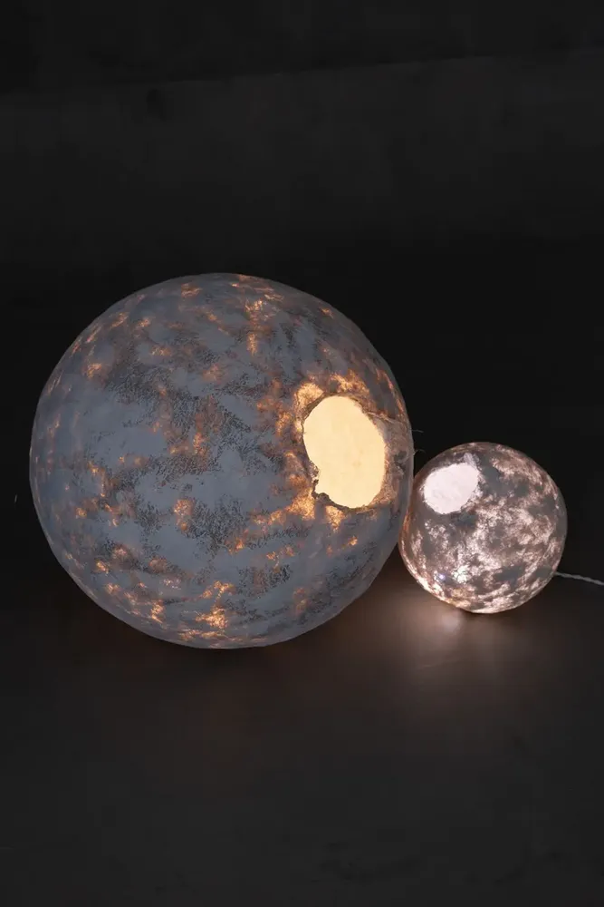 Lampadaires - Lampadaires Dvo — Duo de lumière sculptural en fibre de chanvre - PLETOSTUDIO