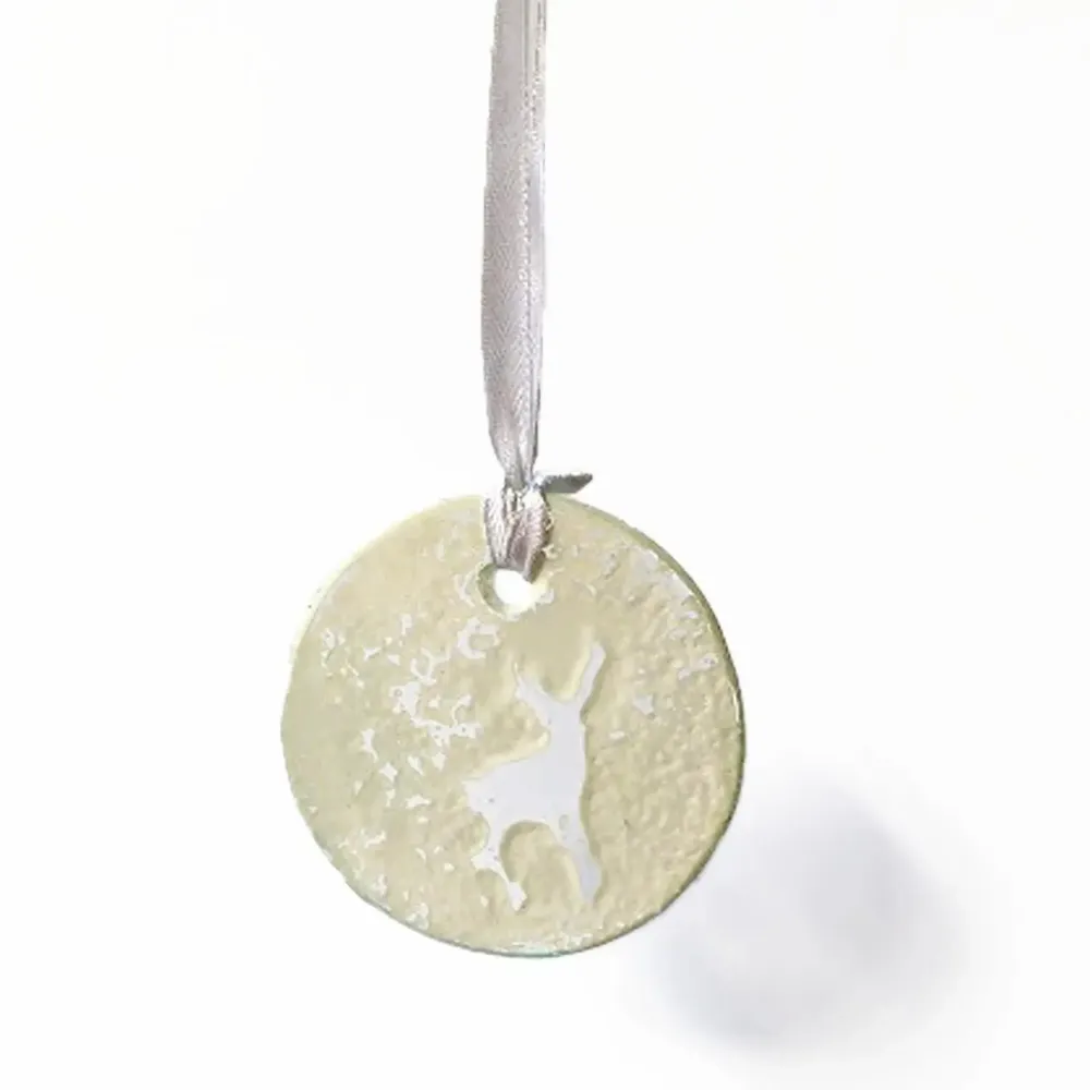 Christmas garlands and baubles - Small rustic Christmas hanger with a reindeer 5 cm - CARNEOL GLASS