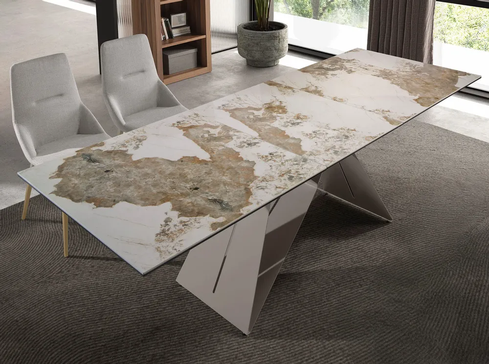 Tables Salle à Manger - Table à manger à rallonge rectangulaire marbre porcelaine - ANGEL CERDÁ