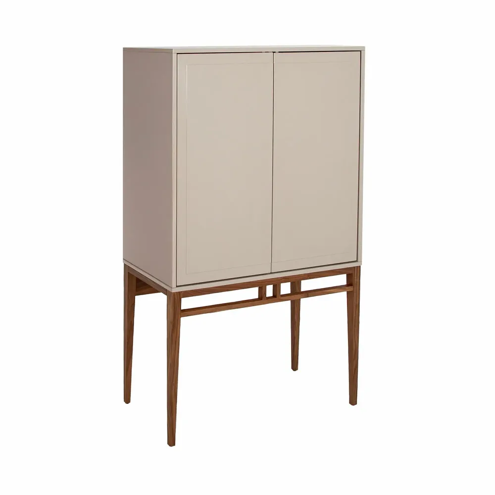 Sideboards - Gray display cabinet with walnut legs - ANGEL CERDÁ