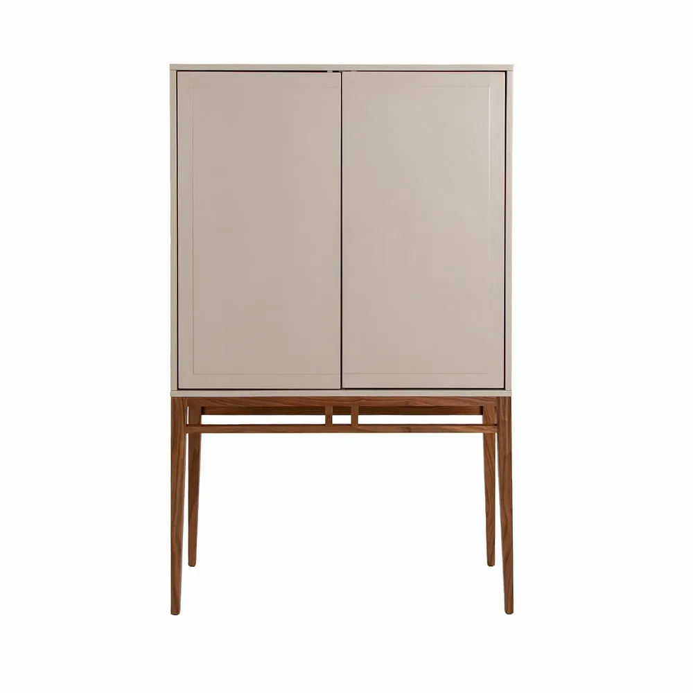Sideboards - Gray display cabinet with walnut legs - ANGEL CERDÁ