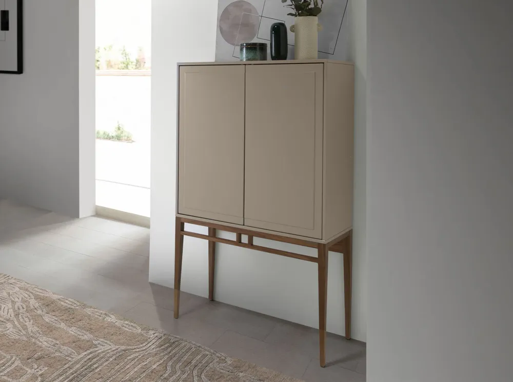 Sideboards - Gray display cabinet with walnut legs - ANGEL CERDÁ