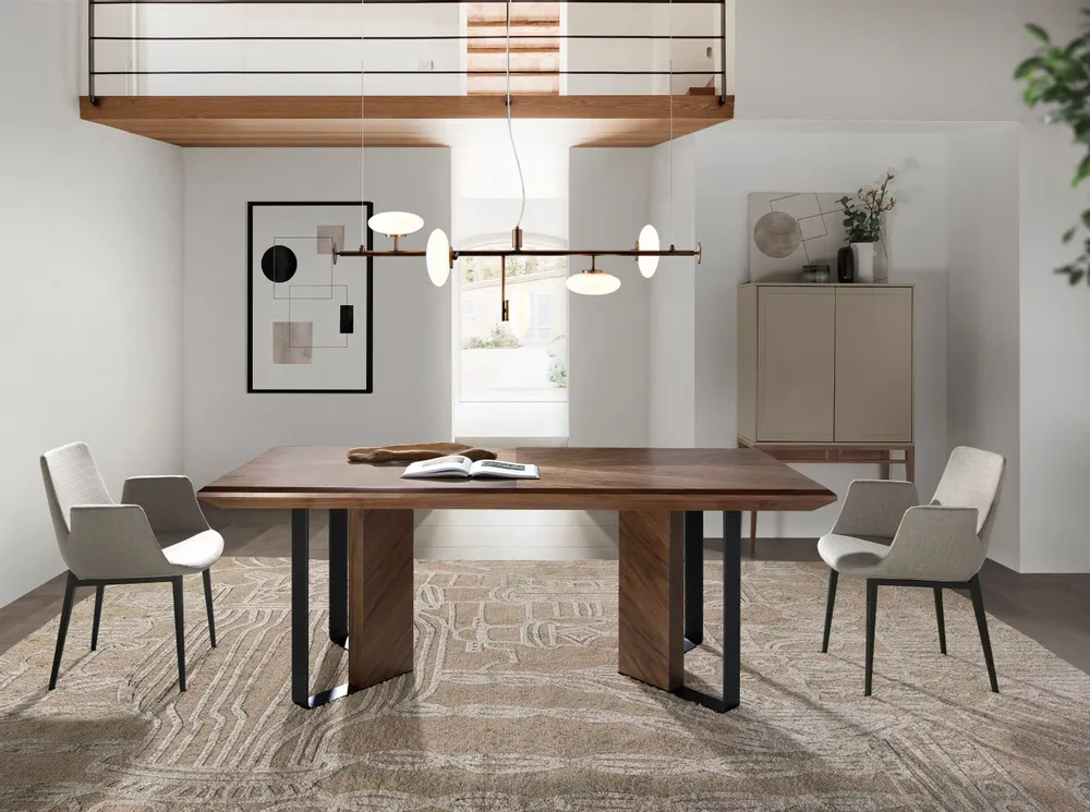 Sideboards - Gray display cabinet with walnut legs - ANGEL CERDÁ