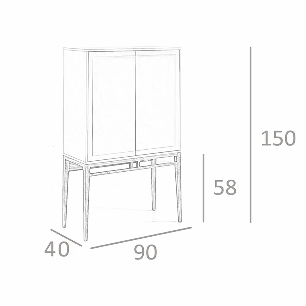 Sideboards - Gray display cabinet with walnut legs - ANGEL CERDÁ