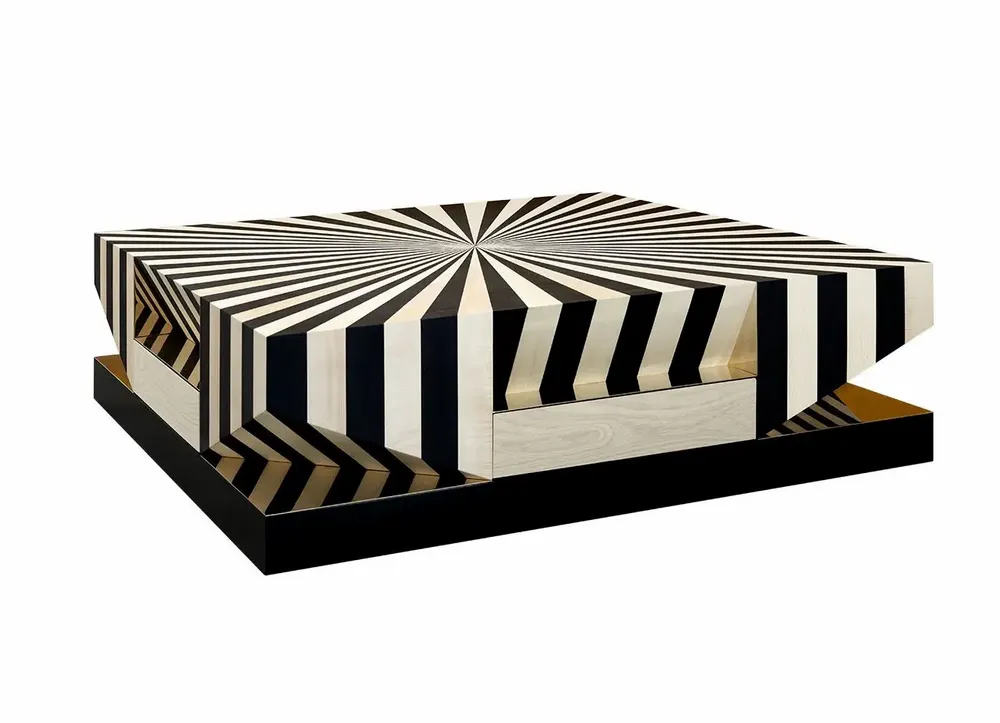 Coffee tables - Op-Art Center Table Handmade in Portugal By Malabar - MALABAR