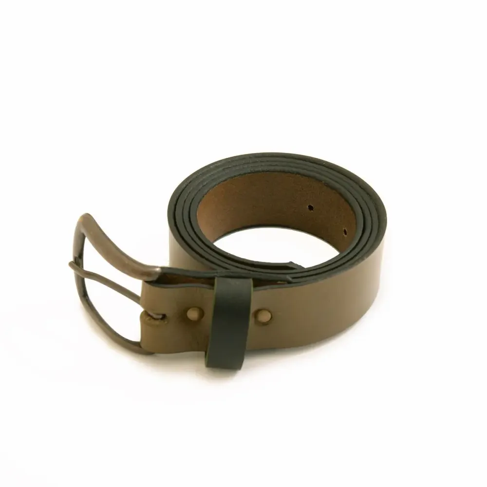 Leather goods - OCTAVE khaki leather belt - MONSIEUR CHARLI