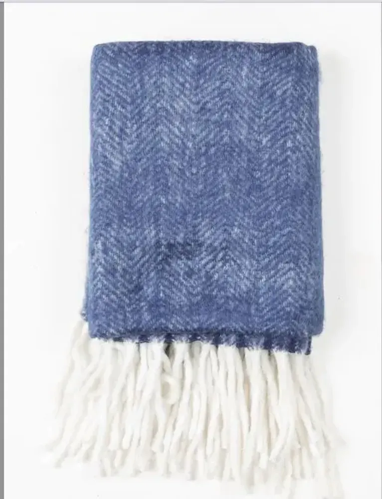 Throw blankets - TOM indigo acrylic plaid - MONSIEUR CHARLI