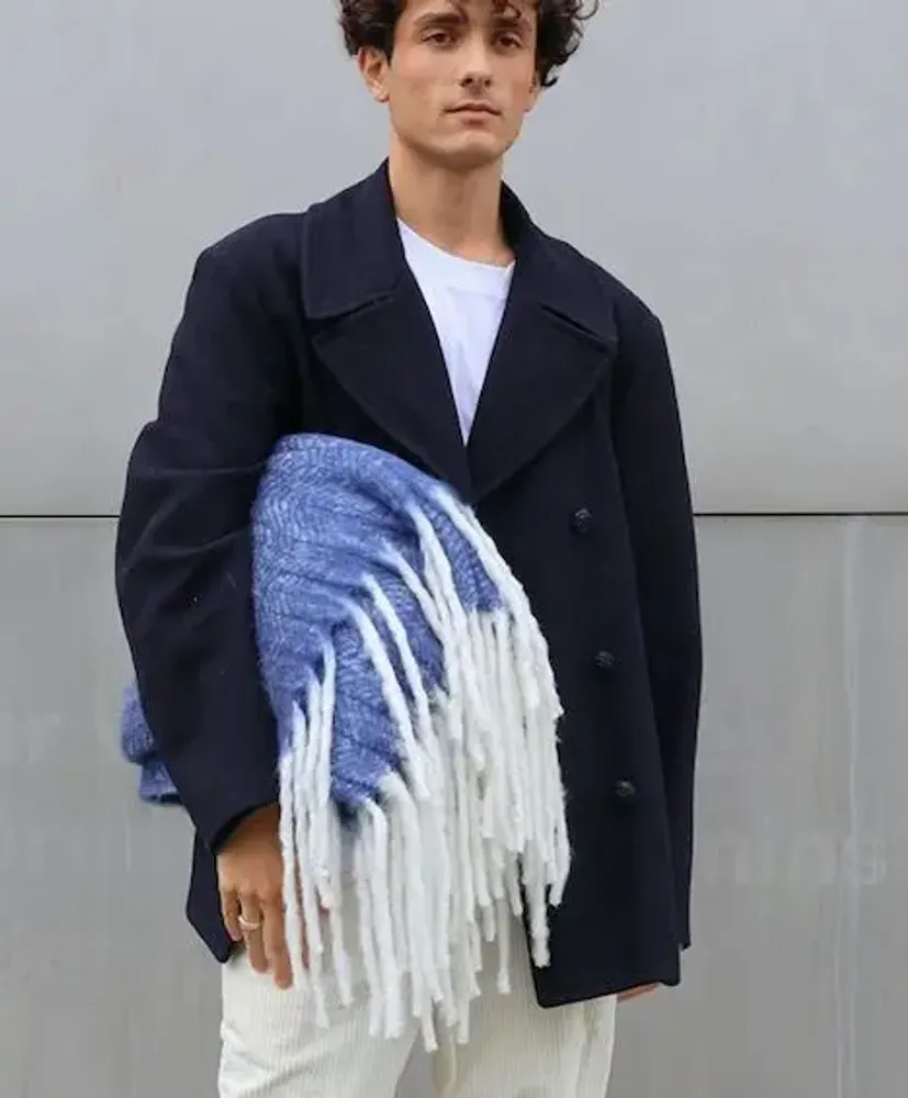 Throw blankets - TOM indigo acrylic plaid - MONSIEUR CHARLI
