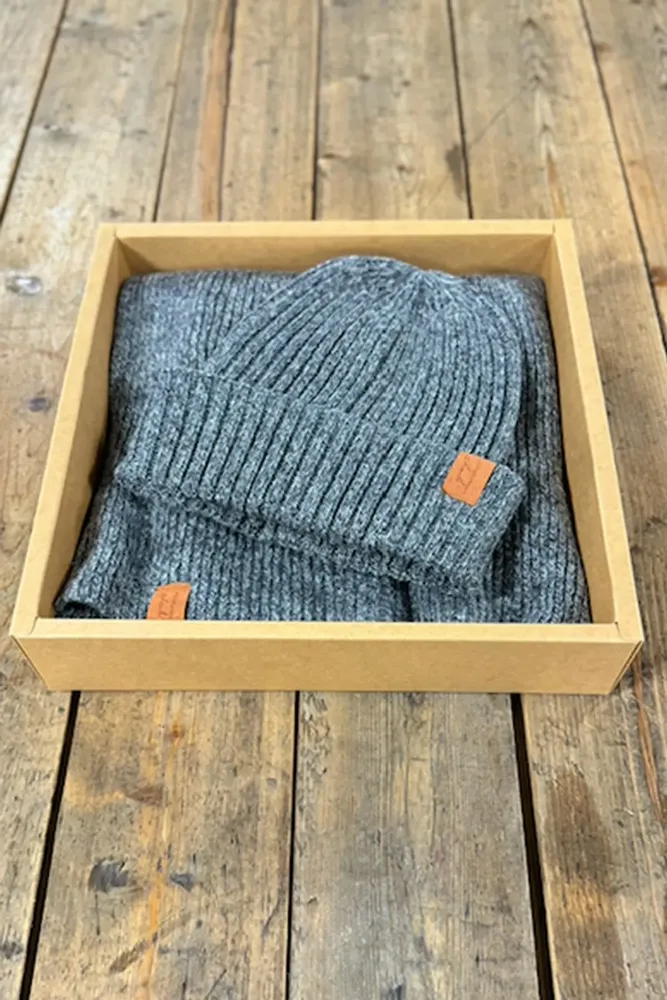 Scarves - JEFF & JACK wool hat and scarf duo black mottled - MONSIEUR CHARLI