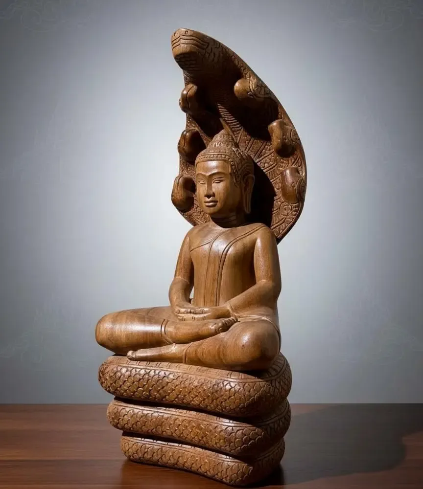 Sculptures, statuettes and miniatures - Buddha protected by Naga - SATCHA