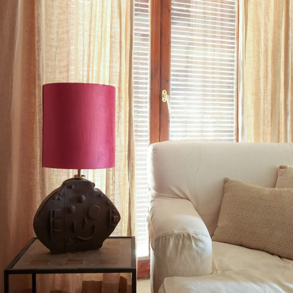Table lamps - Chocolate unglazed ceramic table lamp - STUDIO WILD ORANGE