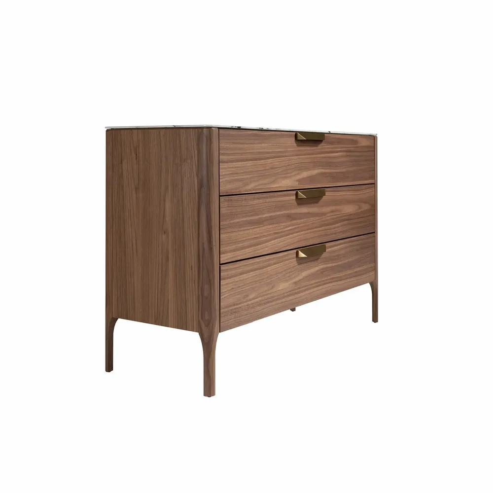 Chests of drawers - Walnut and fiberglass marble-effect dresser - ANGEL CERDÁ