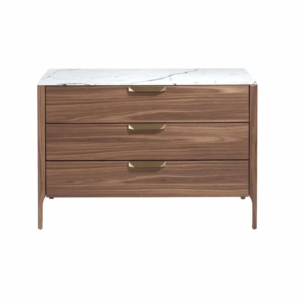 Chests of drawers - Walnut and fiberglass marble-effect dresser - ANGEL CERDÁ