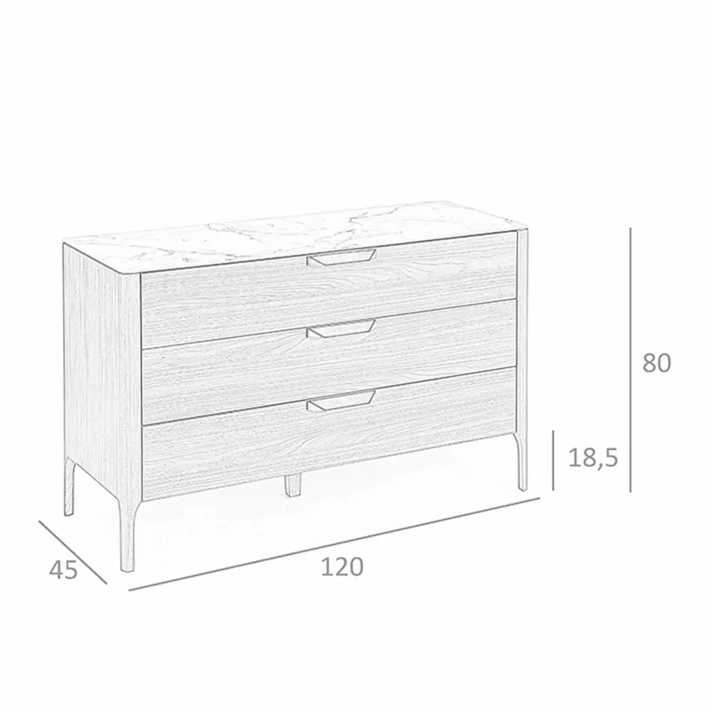 Chests of drawers - Walnut and fiberglass marble-effect dresser - ANGEL CERDÁ