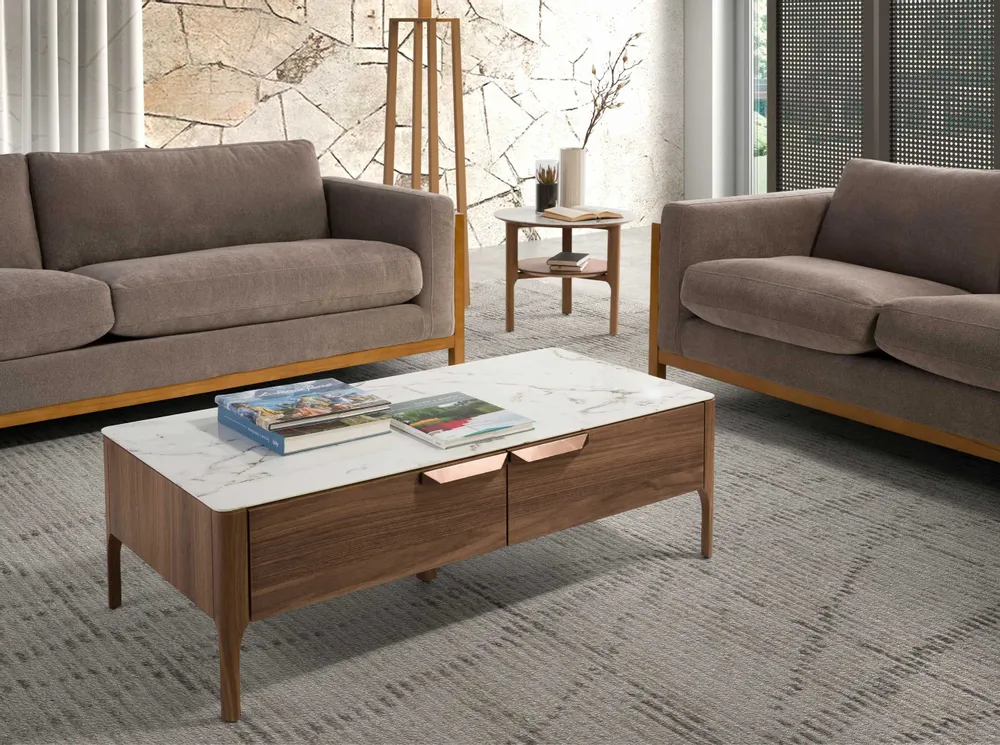 Coffee tables - Fiberglass coffee table with marble effect - ANGEL CERDÁ