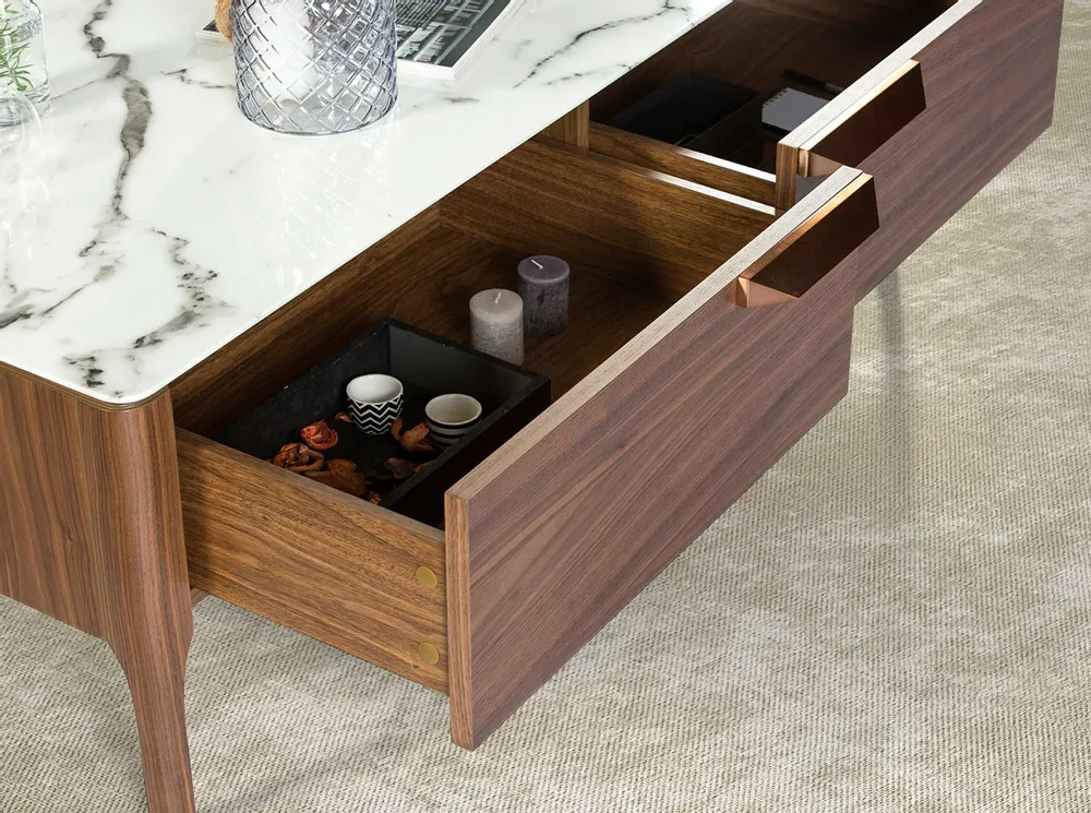 Coffee tables - Fiberglass coffee table with marble effect - ANGEL CERDÁ