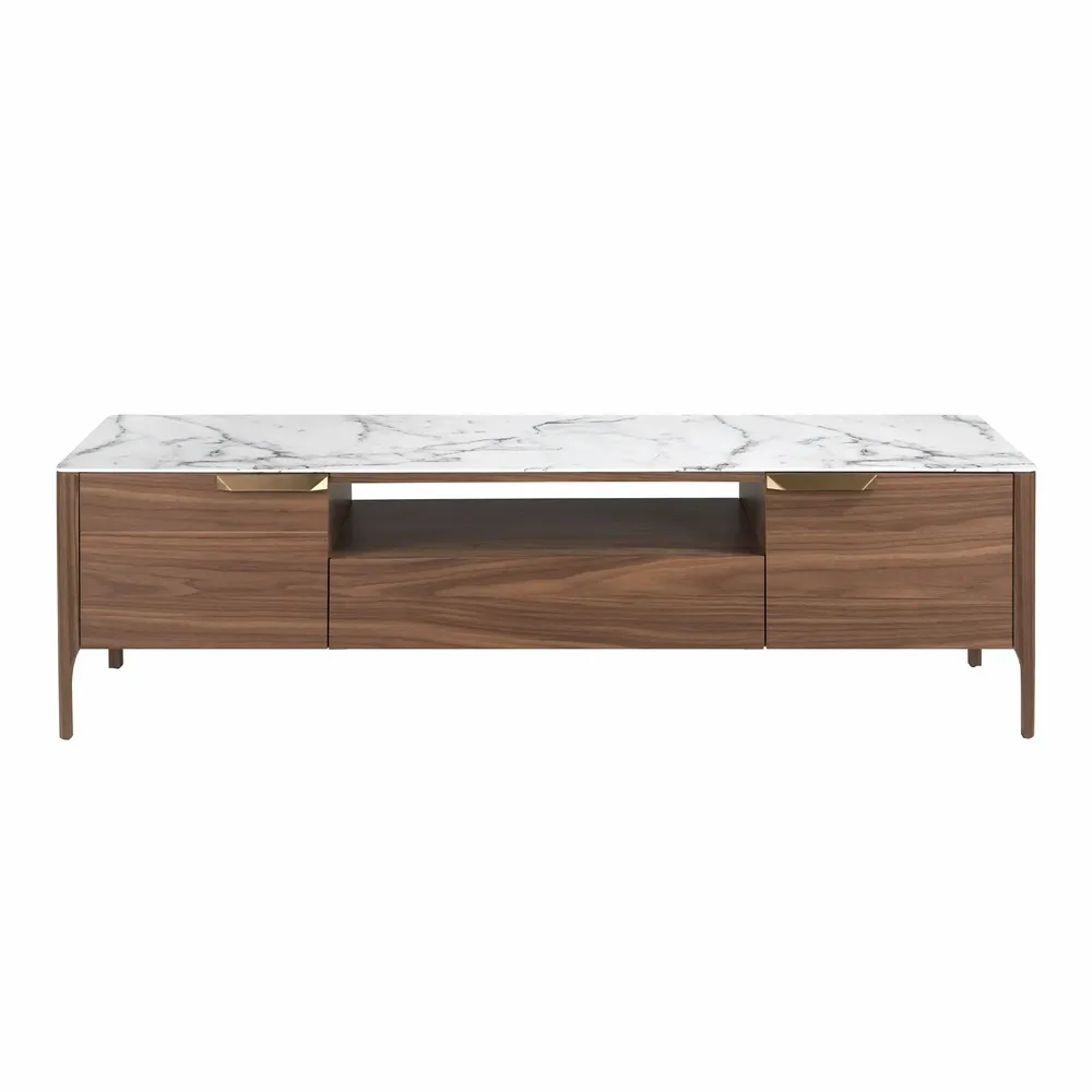 Sideboards - Fiberglass TV cabinet with marble and walnut effect - ANGEL CERDÁ