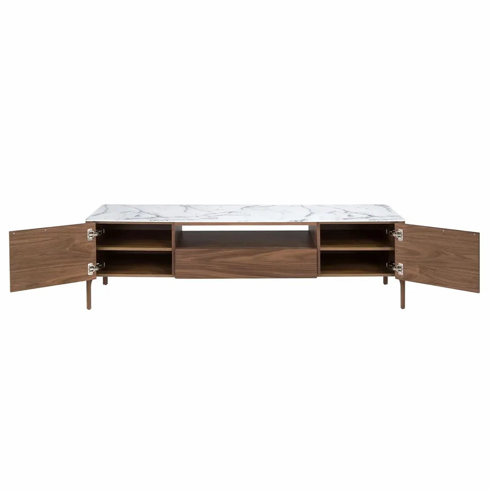 Sideboards - Fiberglass TV cabinet with marble and walnut effect - ANGEL CERDÁ