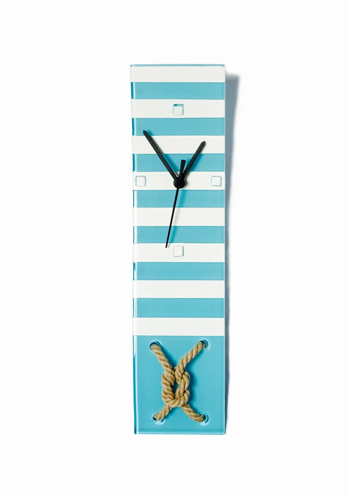 Clocks - Nautic light blue wall clock 10x41 cm - CARNEOL GLASS
