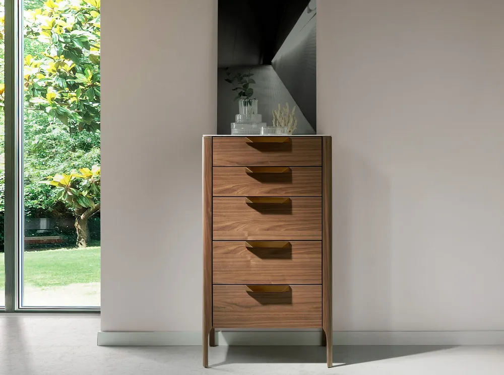 Chests of drawers - Walnut chiffonier and marble imitation glass - ANGEL CERDÁ