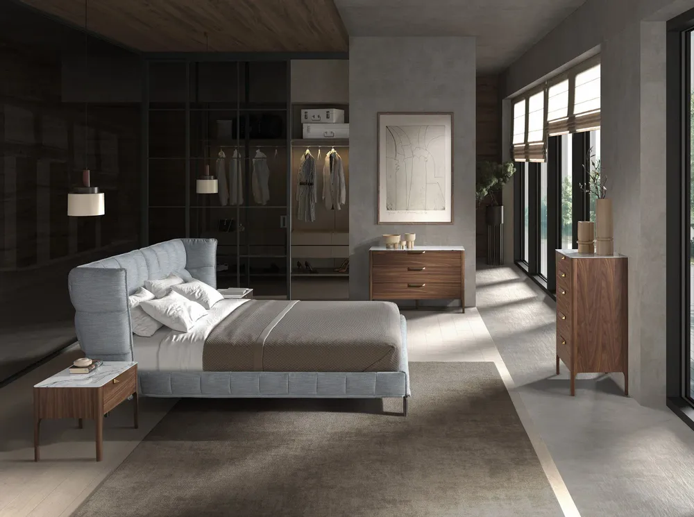 Chests of drawers - Walnut chiffonier and marble imitation glass - ANGEL CERDÁ