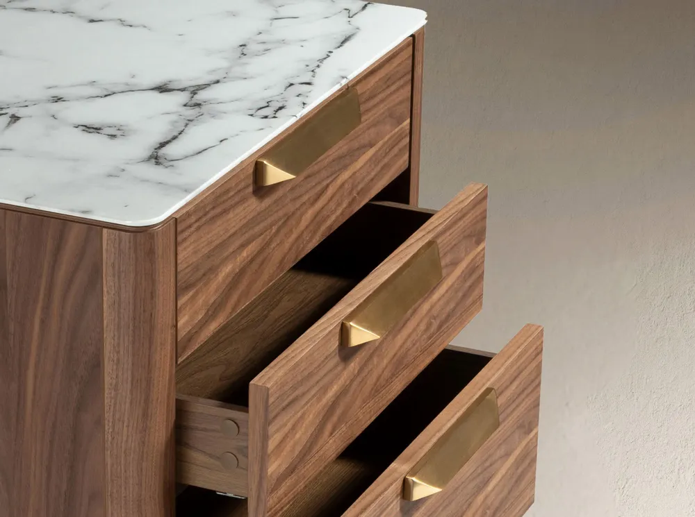 Chests of drawers - Walnut chiffonier and marble imitation glass - ANGEL CERDÁ