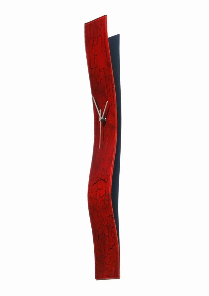 Clocks - Crackled red wall clock 10x70 cm - CARNEOL GLASS