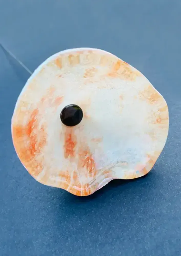 Floral decoration - Calabel flower for outdoor in cream -orange color - CARNEOL GLASS