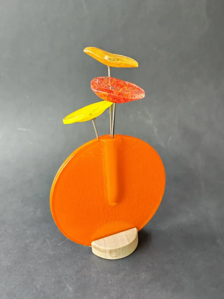 Vases - Round vase set, orange color 13 cm - CARNEOL GLASS