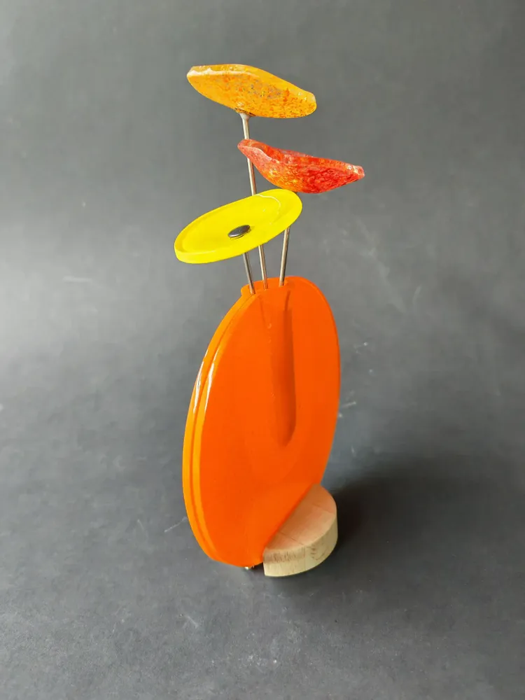 Vases - Round vase set, orange color 13 cm - CARNEOL GLASS