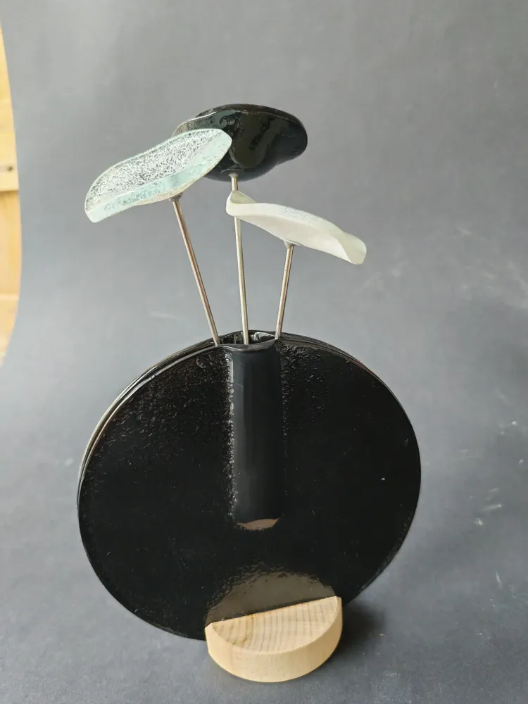 Vases - Round vase set, in black color 13 cm - CARNEOL GLASS