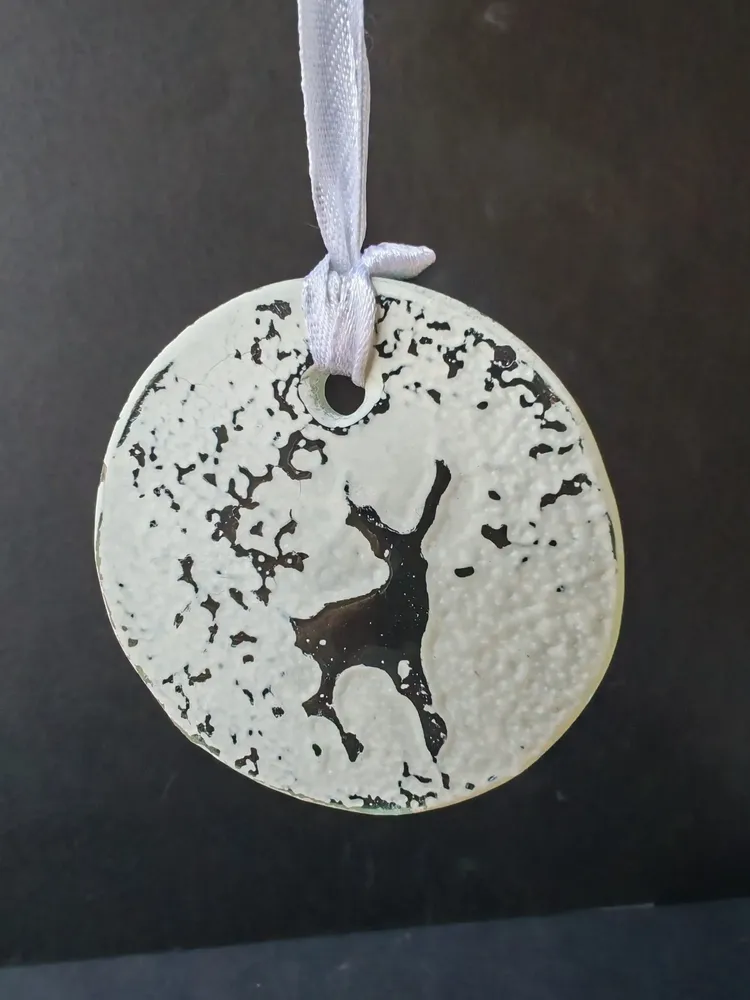 Other Christmas decorations - Small rustic Christmas hanger with a reindeer - CARNEOL GLASS