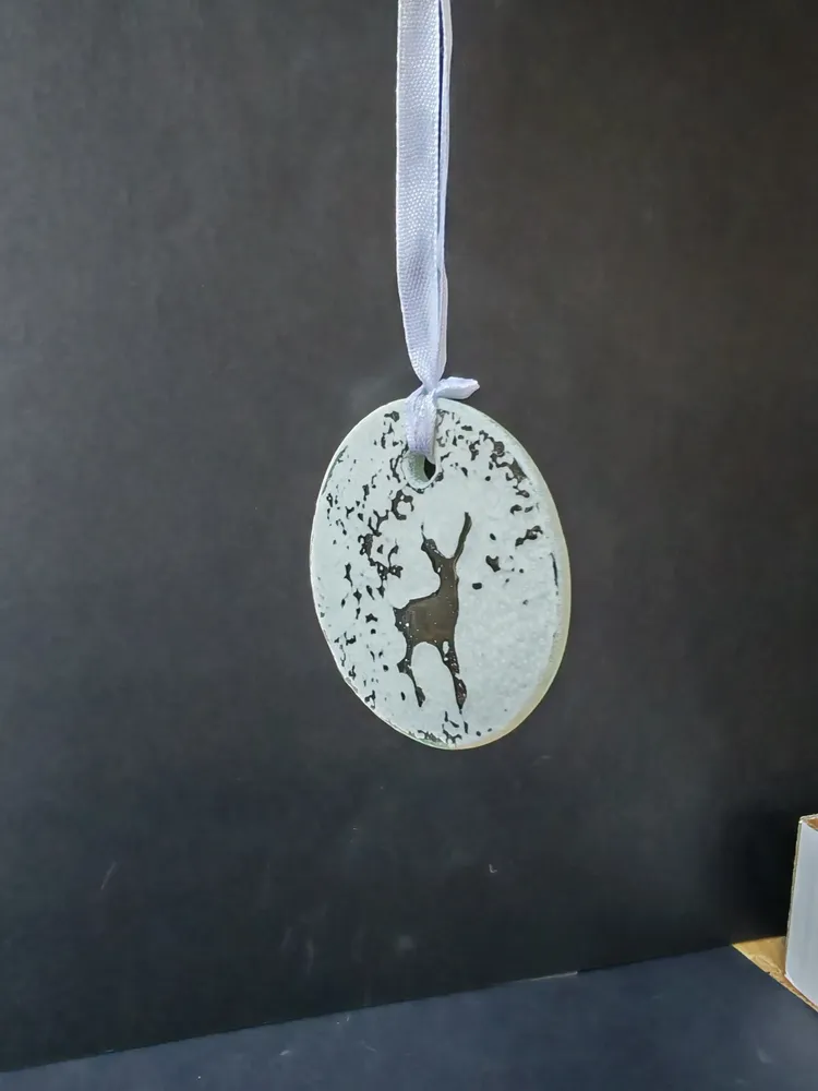 Other Christmas decorations - Small rustic Christmas hanger with a reindeer - CARNEOL GLASS