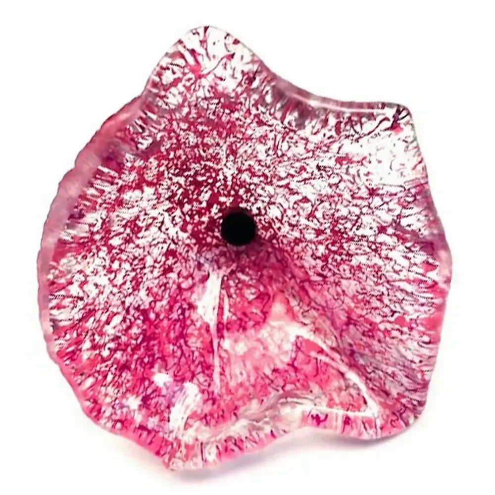 Floral decoration - Medium size funnel shaped glass flower for indoor use in transparent, fuscia, pink colour with 50 cm stainless steel stem - CARNEOL GLASS