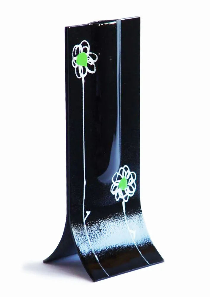 Vases - Geometry 14x36 cm vase with white-grey-red colours - CARNEOL GLASS
