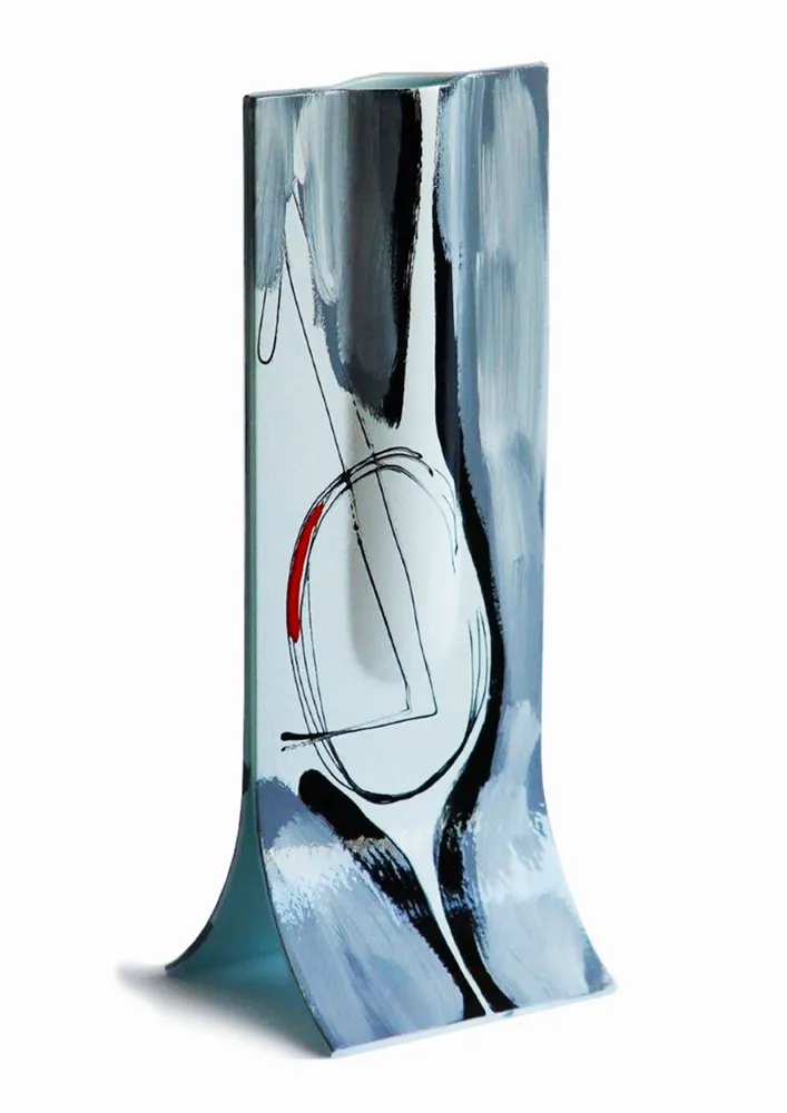 Vases - Geometry 14x36 cm vase with white-grey-red colours - CARNEOL GLASS