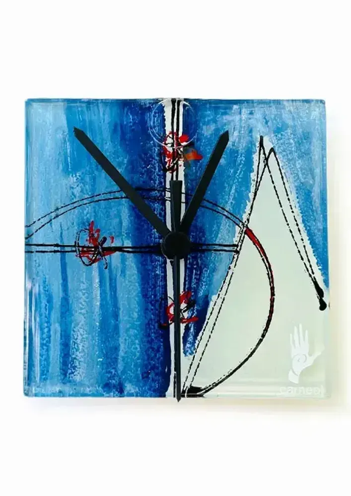 Clocks - Cubie white-blue wall clock 10x74 cm - CARNEOL GLASS