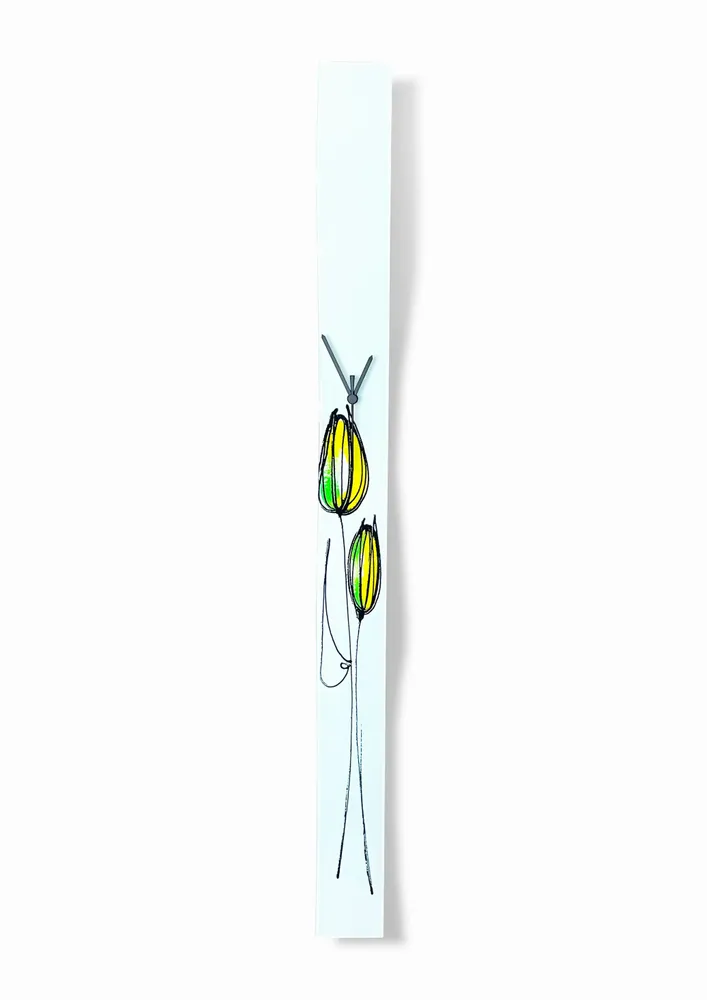 Clocks - Tulip wall clock with fuscia tulips 13x13 cm - CARNEOL GLASS