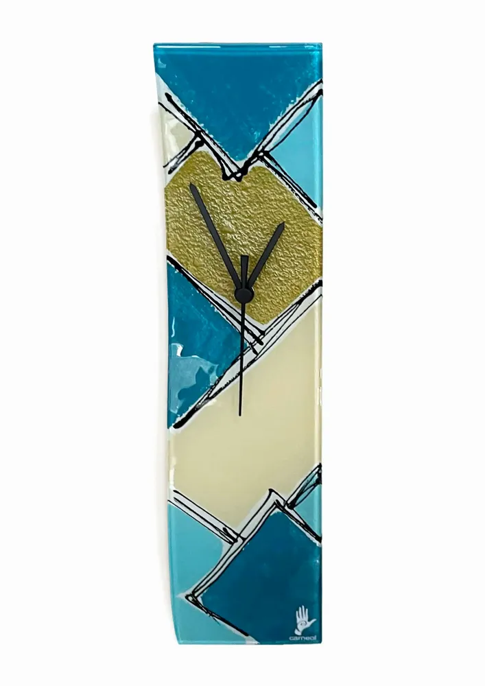 Clocks - Tulip White-Green table clock 12x14 cm - CARNEOL GLASS